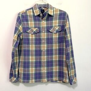 Boden Mens Shirt Slim Fit S Plaid Flap Pockets Long Sleeve Work Casual Button